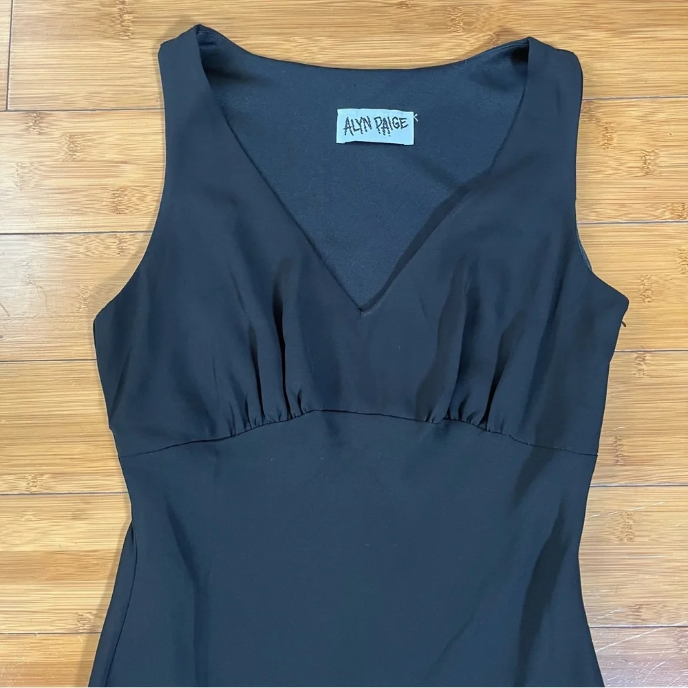 Y2K Vintage Alyn Paige Black Empire Waist Maxi Formal Dress Fairy Whimsigoth - Picture 4 of 12